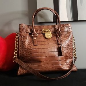 Michael kors large Hamilton embossed reptile print